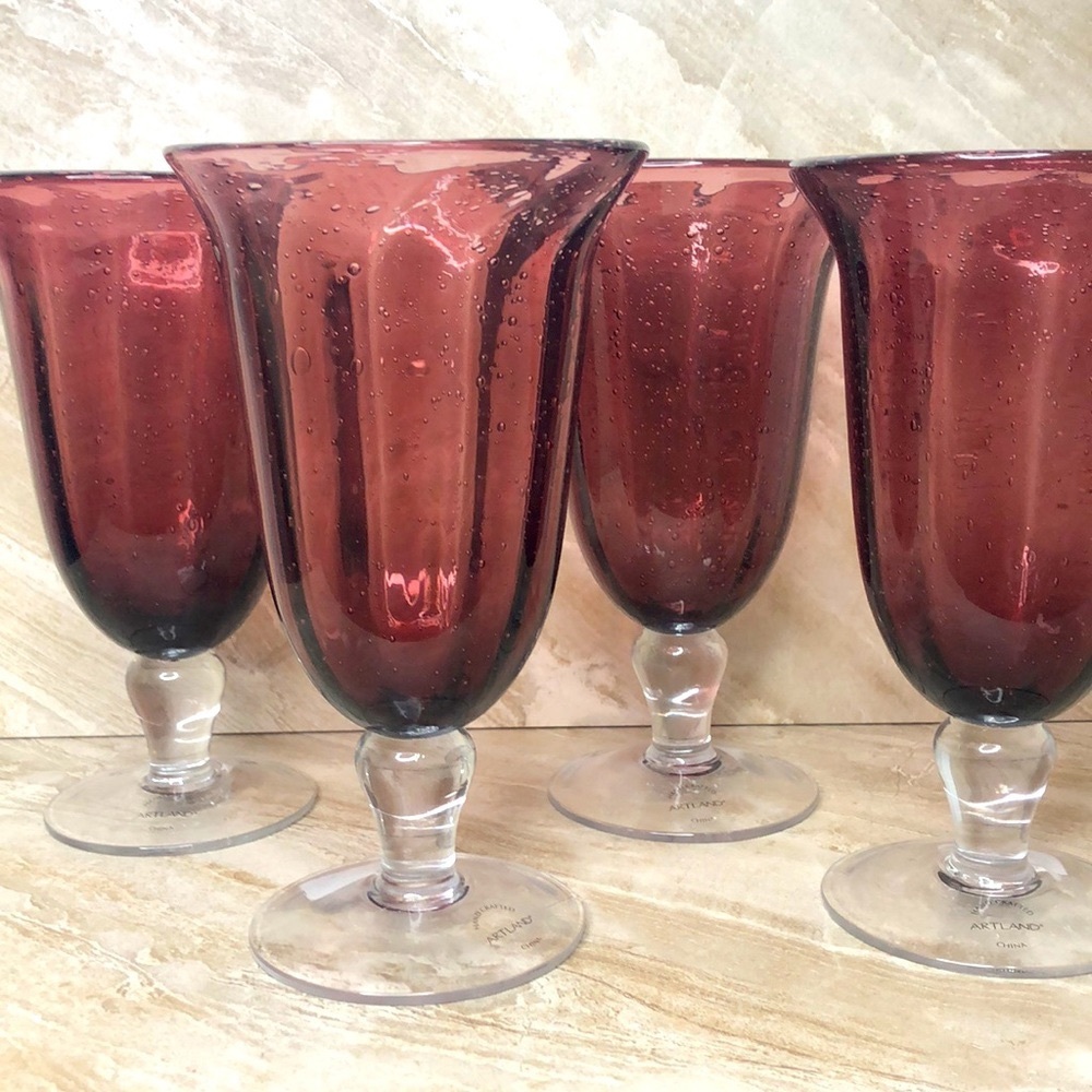 LAST SET! 4 Artland Savannah Purple Bubble Glass 14oz Drinking Glasses Goblets - Picture 16 of 16